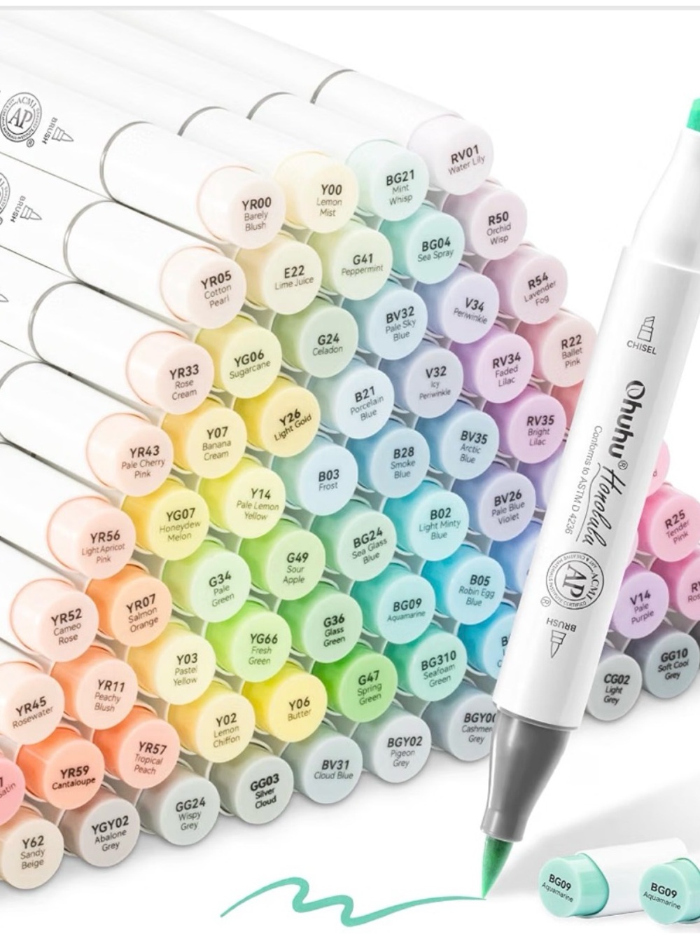OHUHUPastel Dual-Tip Alcohol Markers - Pastel 96 Set